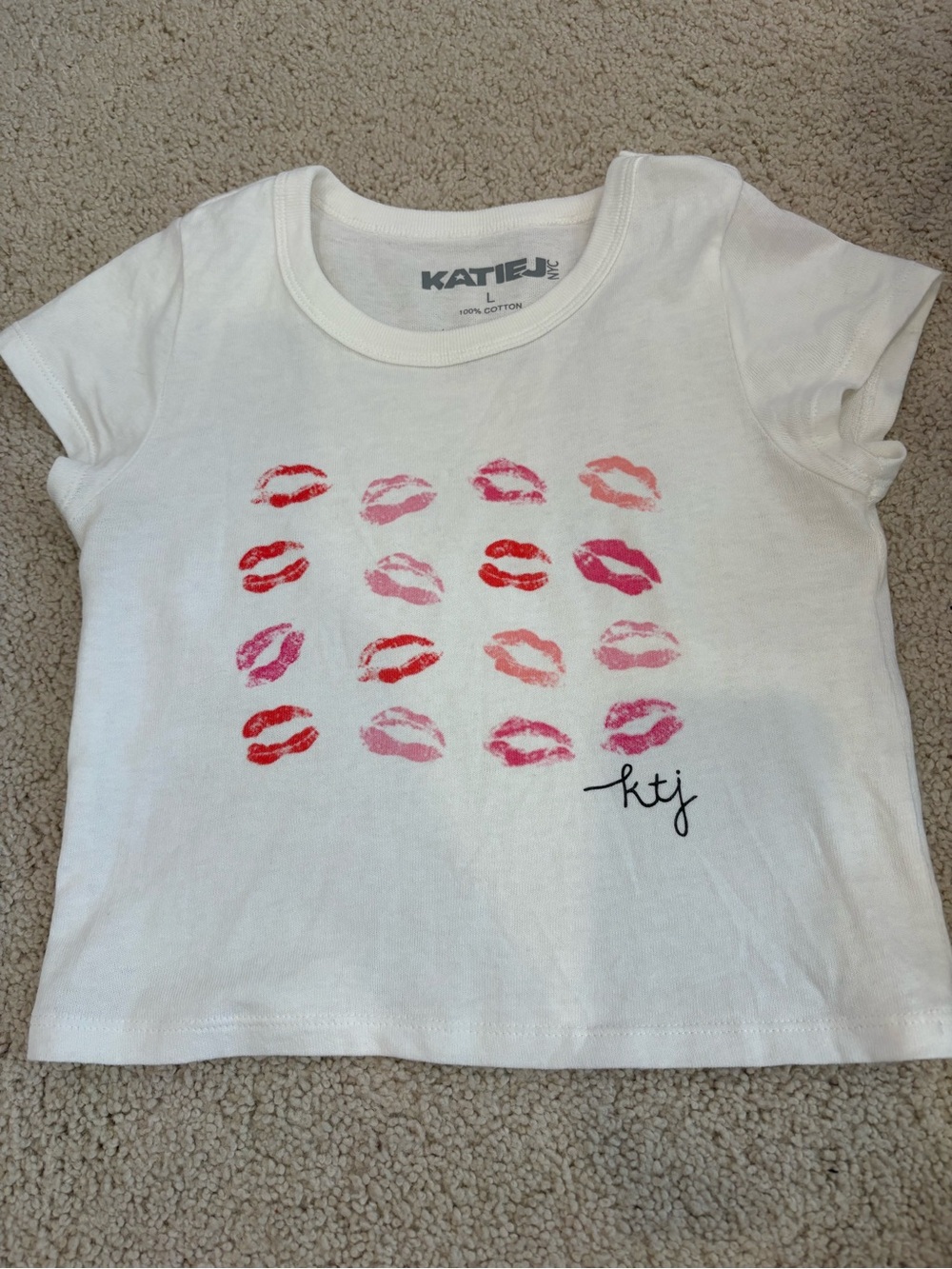 Katie J NYC Girls Lips, Short Sleeve Tee, Size Large Tween